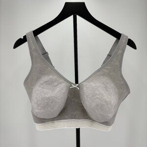 Cacique Lane Bryant Gray Lace Sports Bra Unlined Full Coverage No Wire Size 38H